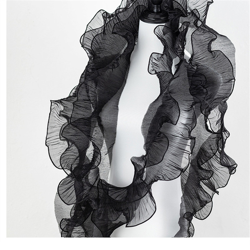 12cm width Shimmer Gradient Mermaid Sheer Organza Transparent Bright Wave Single Ruffle Lace Trim 3D Pleated Mesh Lotus Leaf Fabric WB36