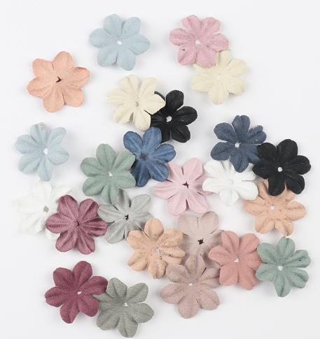 500PCS   New fashion hair accessories rubber band decorative materials microfiber leather fabric flower embossed three-dimensional flower handmade flower  DX09
