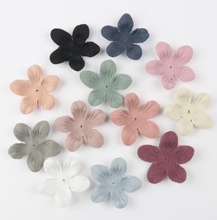 500PCS  DIY cloth flower material leather embossed flower piece handmade five-petal flower piece headband hairpin accessories  DX11