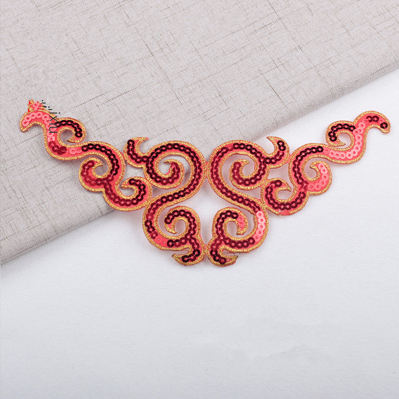 sequined embroidery cloth geometric applique sticker diy clothes party dress celebration Christmas costume decorative patches CA062