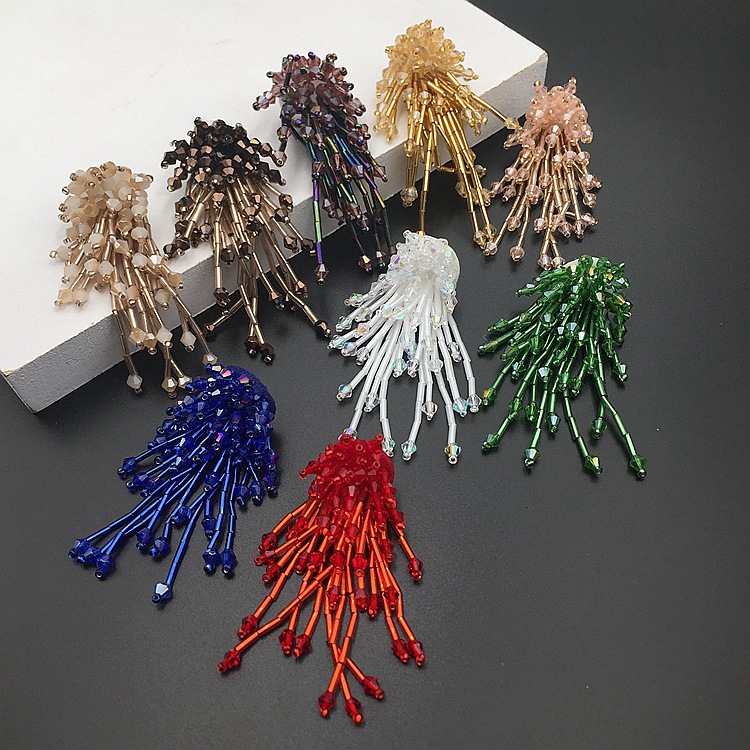 5pcs   Three-dimensional handmade beaded crystal bead tube tassel flower cloth patch shoe hat earrings clothing decoration accessories DIY accessories ZA27