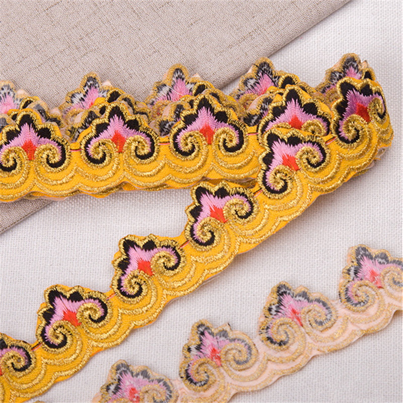 3cm costume decorative ethnic lace webbing iron-on wave shape garment stage clothes hat embellished textile embroidery lace trim CB04