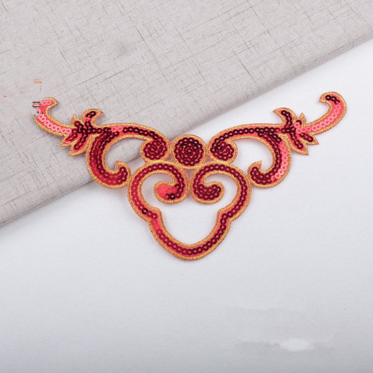 hollow sequined applique sticker costume gold silver red green blue geometric embroidery clothes patch CA061