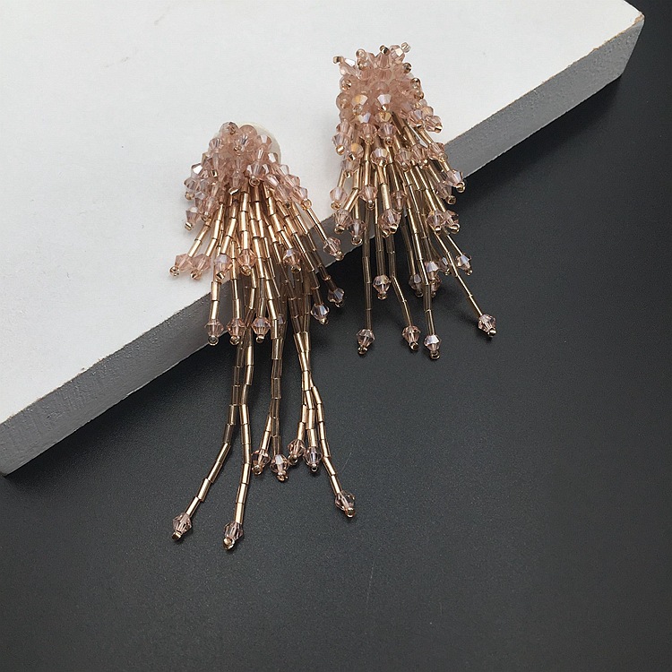 5pcs   Three-dimensional handmade beaded crystal bead tube tassel flower cloth patch shoe hat earrings clothing decoration accessories DIY accessories ZA27