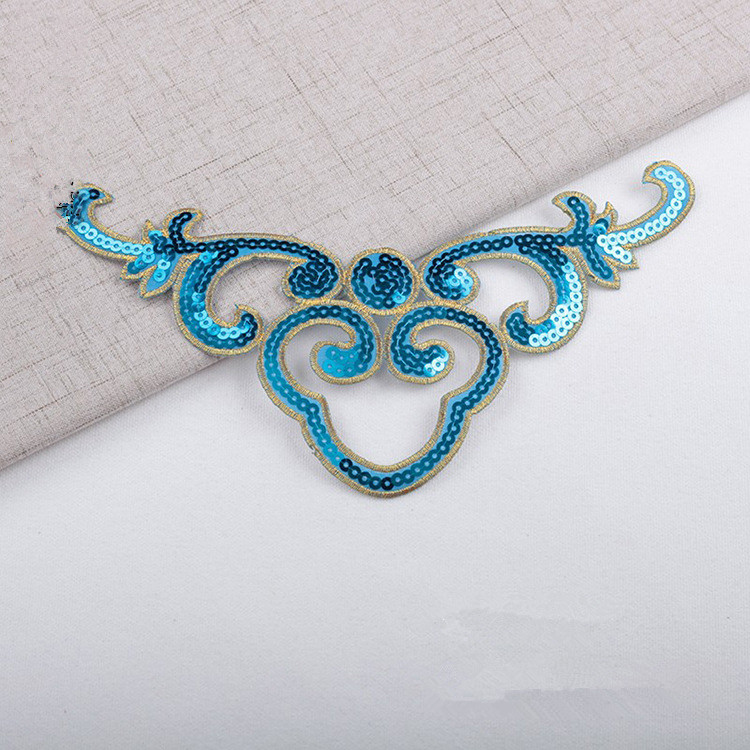 hollow sequined applique sticker costume gold silver red green blue geometric embroidery clothes patch CA061