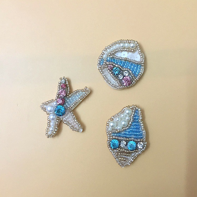 New hand-made beaded starfish conch seal cloth patch corsage jewelry clothing shoes and hats socks patch decals ZA25