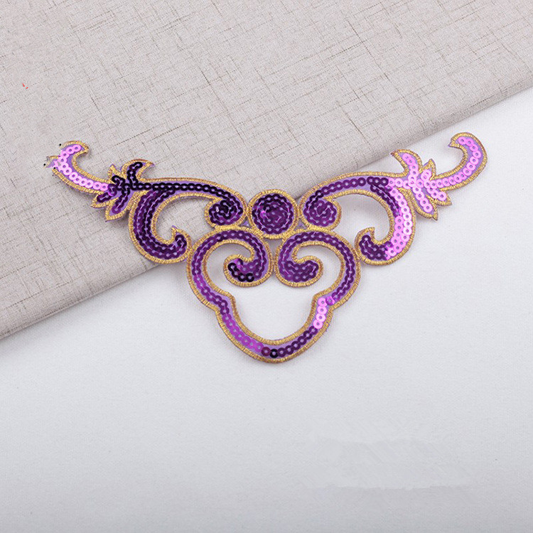 hollow sequined applique sticker costume gold silver red green blue geometric embroidery clothes patch CA061