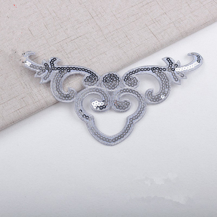 hollow sequined applique sticker costume gold silver red green blue geometric embroidery clothes patch CA061