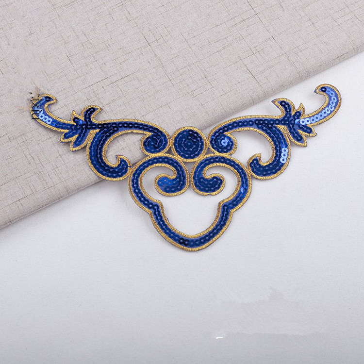 hollow sequined applique sticker costume gold silver red green blue geometric embroidery clothes patch CA061