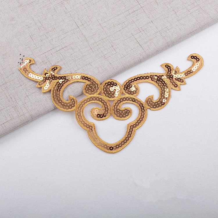 hollow sequined applique sticker costume gold silver red green blue geometric embroidery clothes patch CA061