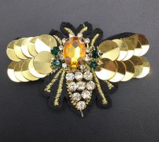 10PCS Handmade Beaded Sequin Bee Cloth Patch Embroidery Children Cartoon Clothing Accessories Patch DIY ZA43