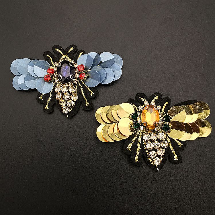 10PCS Handmade Beaded Sequin Bee Cloth Patch Embroidery Children Cartoon Clothing Accessories Patch DIY ZA43