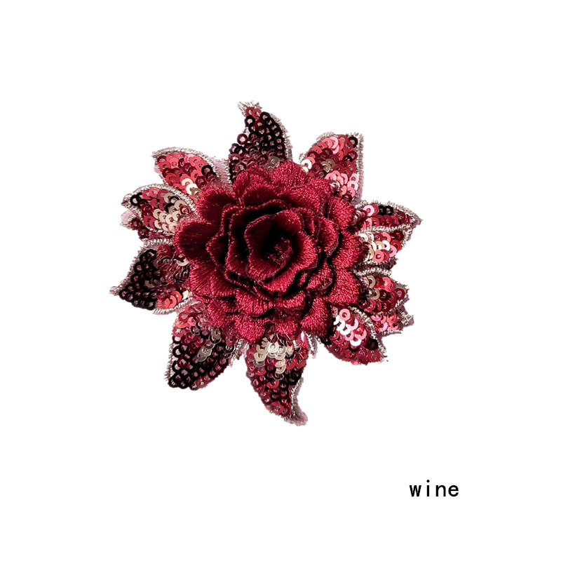DIY rhinestone beaded sequin lace embroidery applique embroidered patch fabric clothing 3D flower for cheongsam LT05
