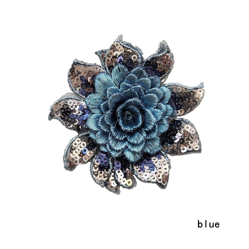 DIY rhinestone beaded sequin lace embroidery applique embroidered patch fabric clothing 3D flower for cheongsam LT05