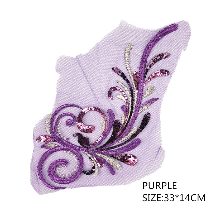 1PCS  Wedding dress neckline lace flower performance costume embroidery patch accessories DIY headdress sequins ZA55