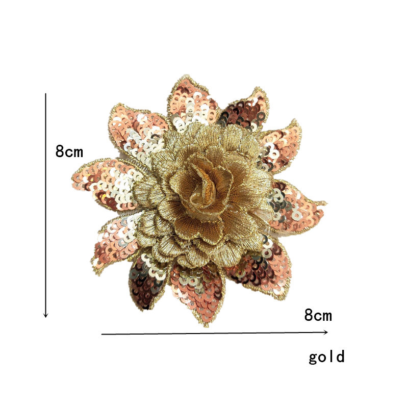 DIY rhinestone beaded sequin lace embroidery applique embroidered patch fabric clothing 3D flower for cheongsam LT05