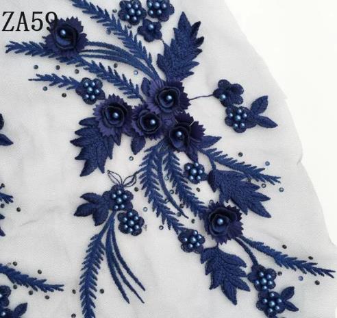 1 pair high-grade diamond embroidery bead lace black beige navy red purple pink blue green wedding dress veil clothing patch  ZA59