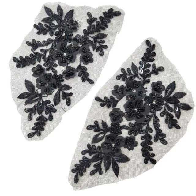 CHICKNIT 22*12cm purple sequiin beads Embroidered lace applique clothing dress accessories diy gown clothing accessories ZA80