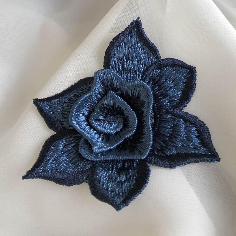 DIY rhinestone beaded sequin lace embroidery applique embroidered patch fabric clothing 3D flower for cheongsam LT01