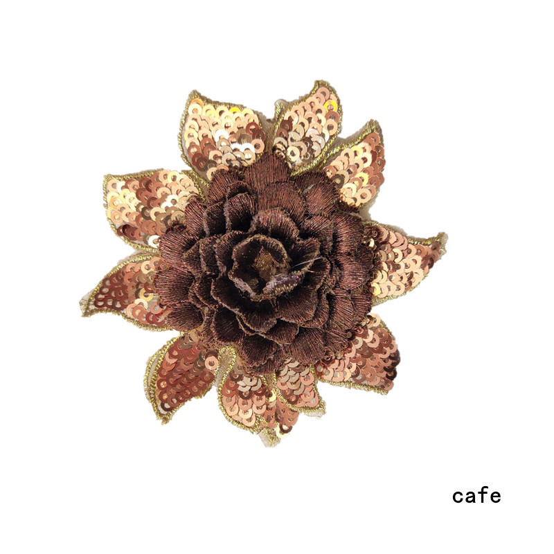 DIY rhinestone beaded sequin lace embroidery applique embroidered patch fabric clothing 3D flower for cheongsam LT05