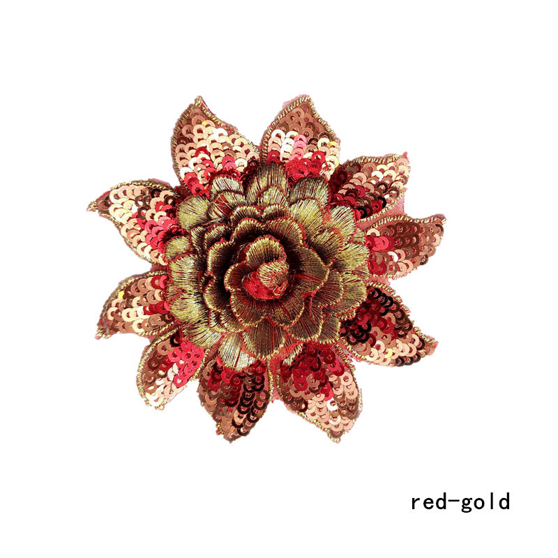 DIY rhinestone beaded sequin lace embroidery applique embroidered patch fabric clothing 3D flower for cheongsam LT05