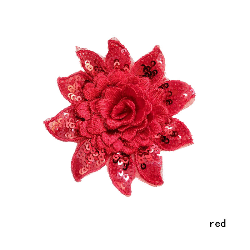 DIY rhinestone beaded sequin lace embroidery applique embroidered patch fabric clothing 3D flower for cheongsam LT05