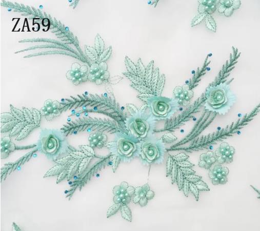 1 pair high-grade diamond embroidery bead lace black beige navy red purple pink blue green wedding dress veil clothing patch  ZA59