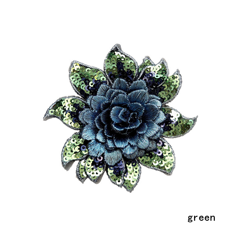 DIY rhinestone beaded sequin lace embroidery applique embroidered patch fabric clothing 3D flower for cheongsam LT05