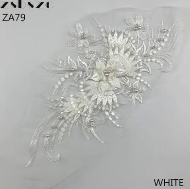 CHICKNIT 32*16cm purple 3D costume wedding new sequin embroidery lace gown applique clothes diy gown clothing accessories ZA79