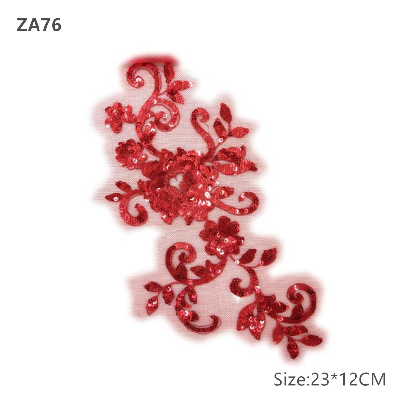 zsbszc 2pcs 23*12cm 3D costume wedding new sequin embroidery lace gown applique clothes diy gown clothing accessories ZA76