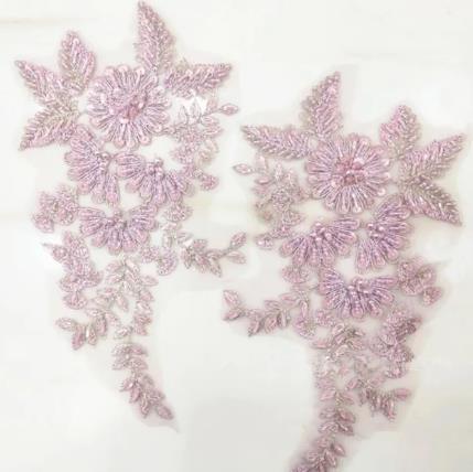 CHICKNIT 24*15cm royal blue sequiin bead Embroidered lace applique clothing dress accessories diy gown clothing accessories ZA81