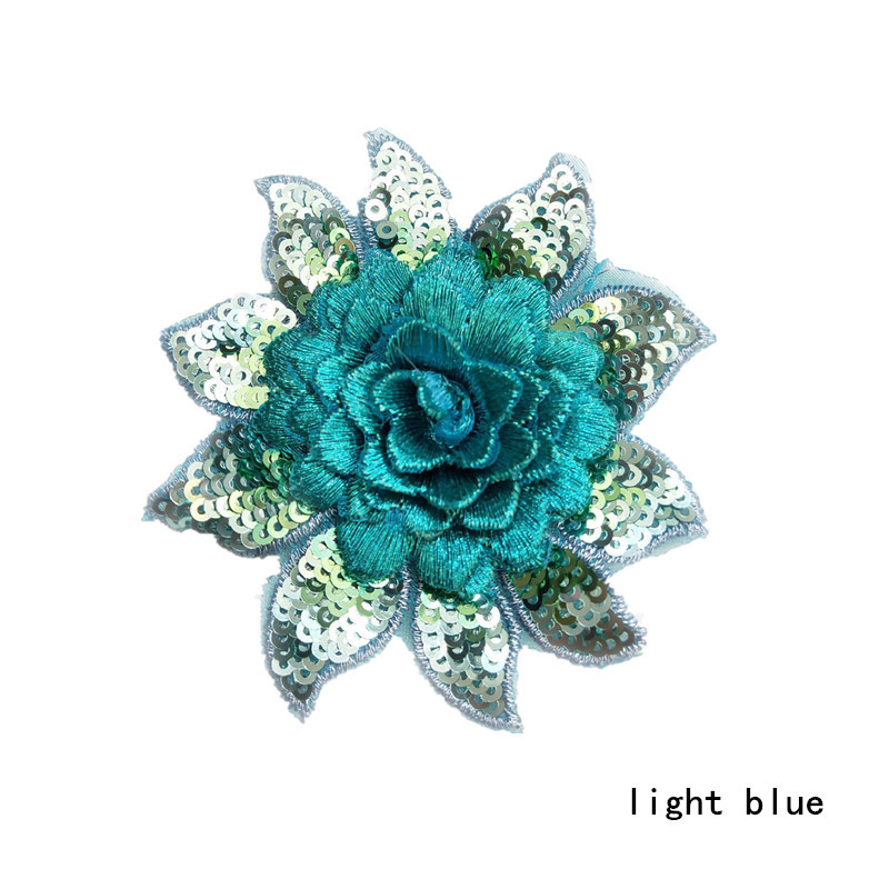 DIY rhinestone beaded sequin lace embroidery applique embroidered patch fabric clothing 3D flower for cheongsam LT05