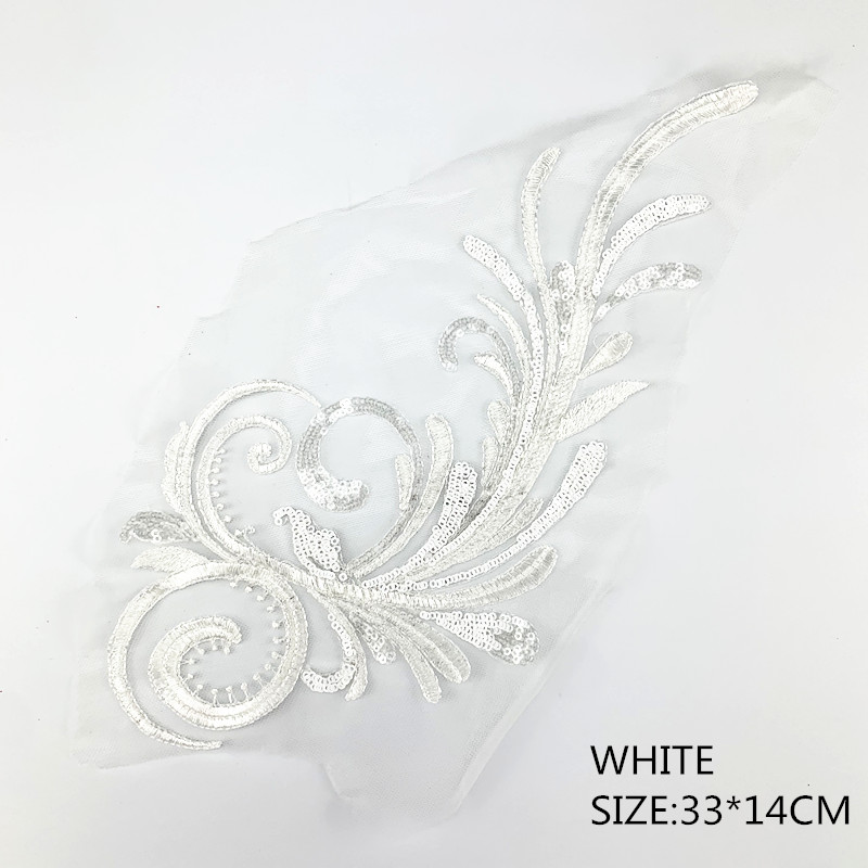1PCS  Wedding dress neckline lace flower performance costume embroidery patch accessories DIY headdress sequins ZA55
