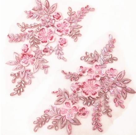 CHICKNIT 22*12cm purple sequiin beads Embroidered lace applique clothing dress accessories diy gown clothing accessories ZA80