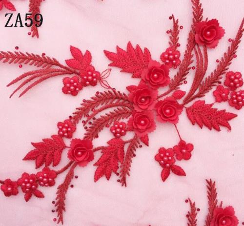 1 pair high-grade diamond embroidery bead lace black beige navy red purple pink blue green wedding dress veil clothing patch  ZA59