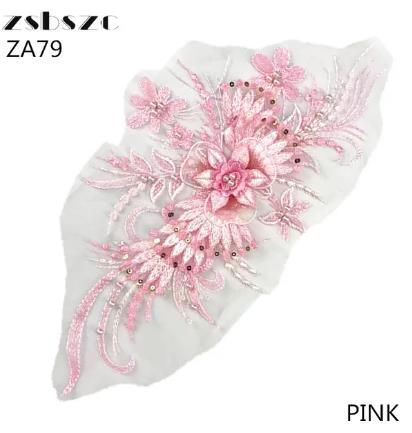 CHICKNIT 32*16cm purple 3D costume wedding new sequin embroidery lace gown applique clothes diy gown clothing accessories ZA79