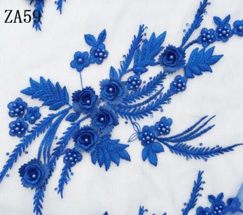 1 pair high-grade diamond embroidery bead lace black beige navy red purple pink blue green wedding dress veil clothing patch  ZA59