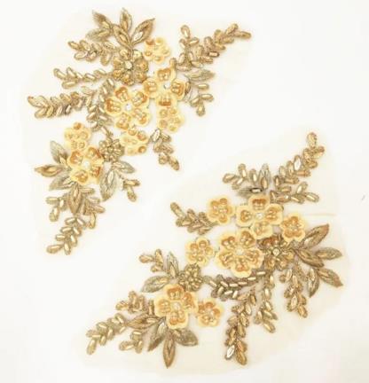 CHICKNIT 22*12cm purple sequiin beads Embroidered lace applique clothing dress accessories diy gown clothing accessories ZA80