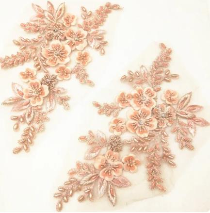 CHICKNIT 22*12cm purple sequiin beads Embroidered lace applique clothing dress accessories diy gown clothing accessories ZA80