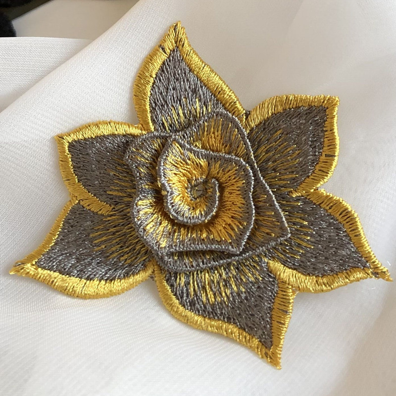 DIY rhinestone beaded sequin lace embroidery applique embroidered patch fabric clothing 3D flower for cheongsam LT01