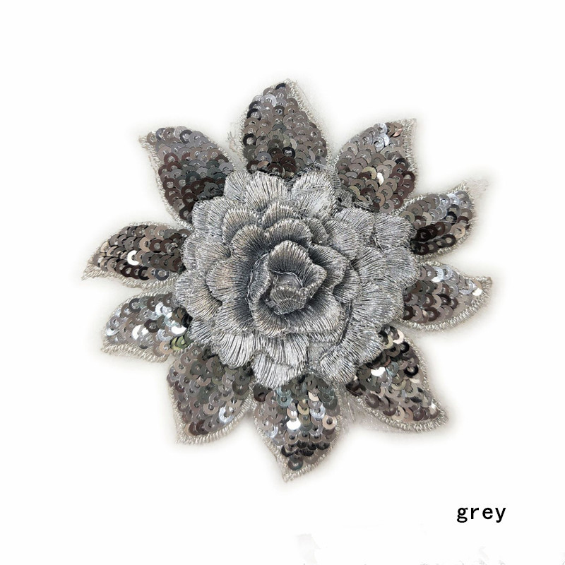DIY rhinestone beaded sequin lace embroidery applique embroidered patch fabric clothing 3D flower for cheongsam LT05