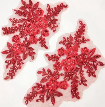 CHICKNIT 22*12cm purple sequiin beads Embroidered lace applique clothing dress accessories diy gown clothing accessories ZA80