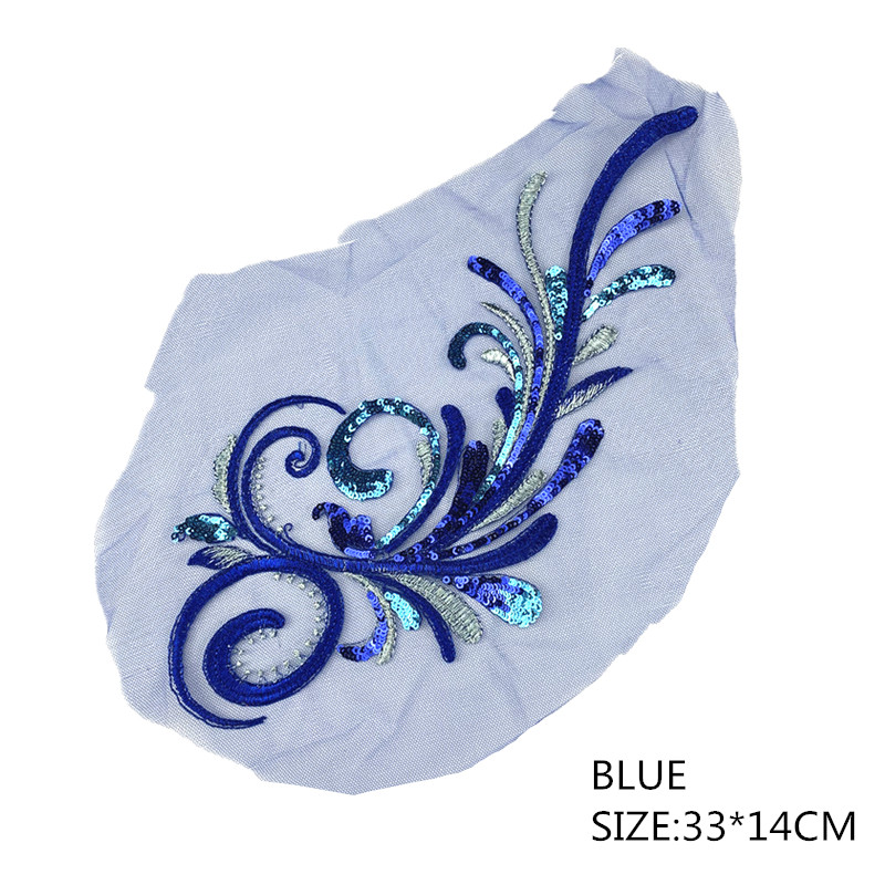 1PCS  Wedding dress neckline lace flower performance costume embroidery patch accessories DIY headdress sequins ZA55