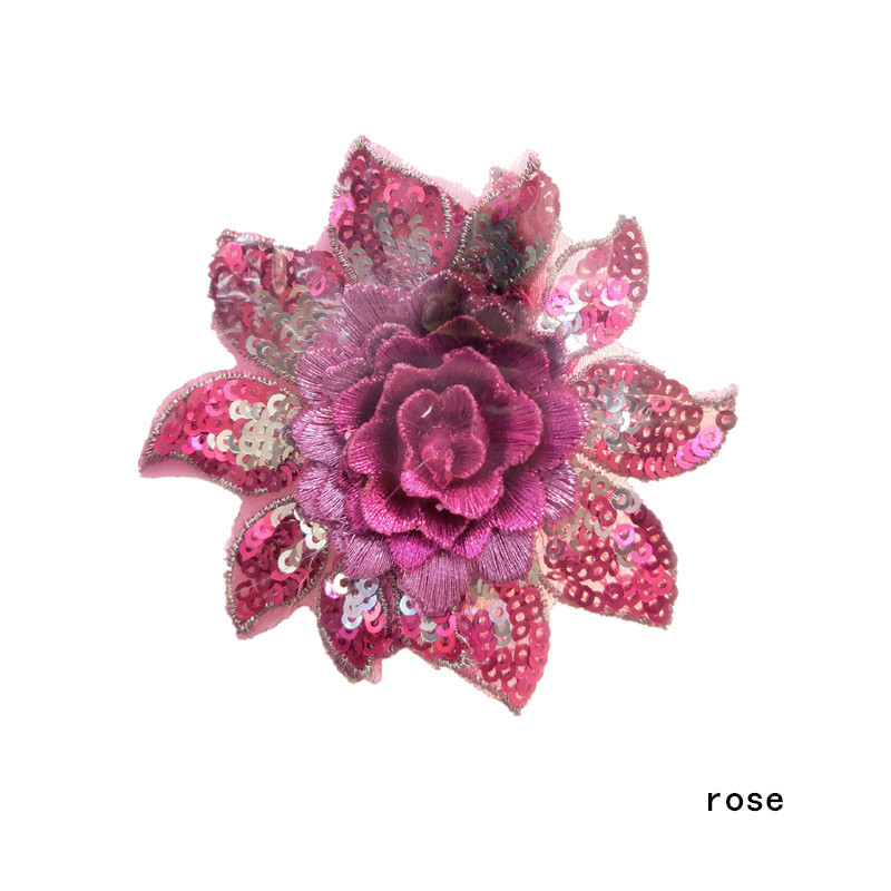 DIY rhinestone beaded sequin lace embroidery applique embroidered patch fabric clothing 3D flower for cheongsam LT05