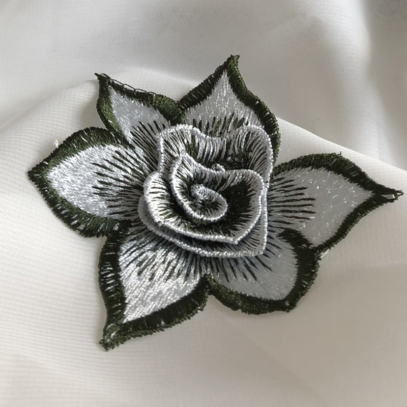DIY rhinestone beaded sequin lace embroidery applique embroidered patch fabric clothing 3D flower for cheongsam LT01