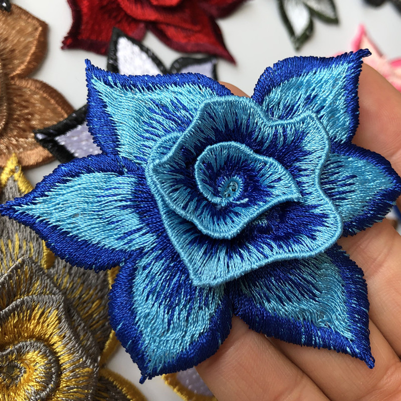 DIY rhinestone beaded sequin lace embroidery applique embroidered patch fabric clothing 3D flower for cheongsam LT01