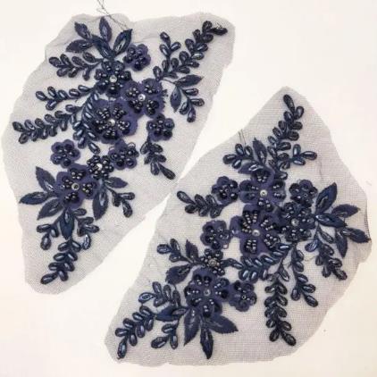 CHICKNIT 22*12cm purple sequiin beads Embroidered lace applique clothing dress accessories diy gown clothing accessories ZA80