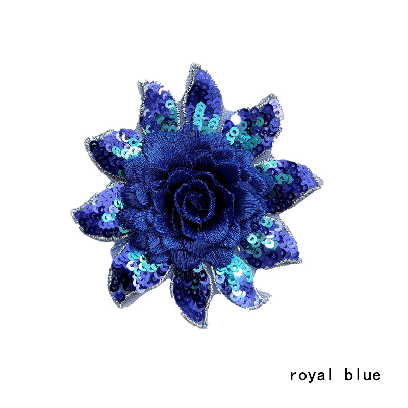 DIY rhinestone beaded sequin lace embroidery applique embroidered patch fabric clothing 3D flower for cheongsam LT05