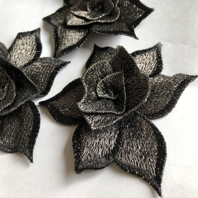 DIY rhinestone beaded sequin lace embroidery applique embroidered patch fabric clothing 3D flower for cheongsam LT01