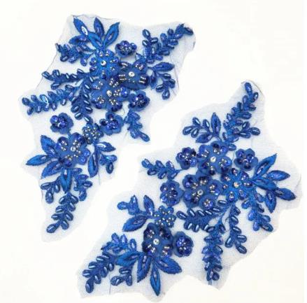 CHICKNIT 22*12cm purple sequiin beads Embroidered lace applique clothing dress accessories diy gown clothing accessories ZA80